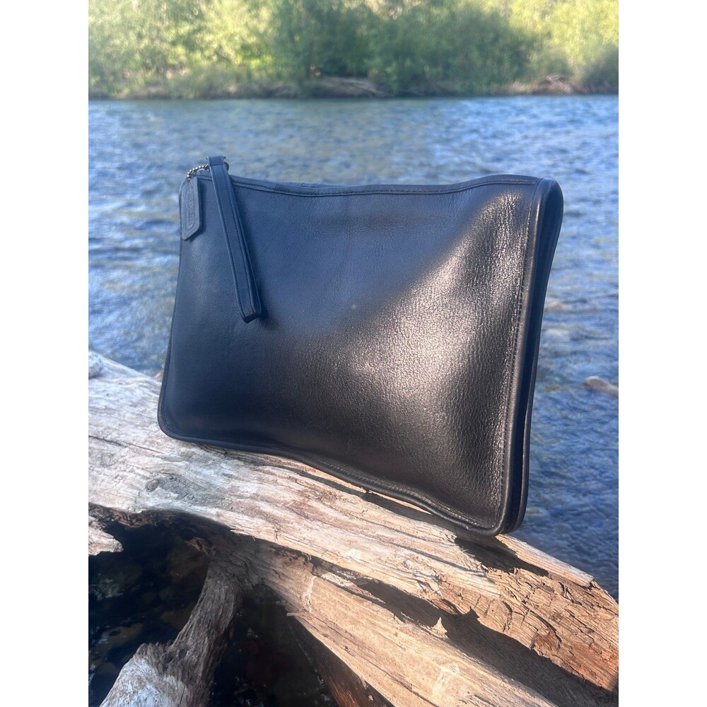 Vintage Coach Black Leather Basic Bag 9455 Portfolio Clutch. Made in NYC 🔥🔥